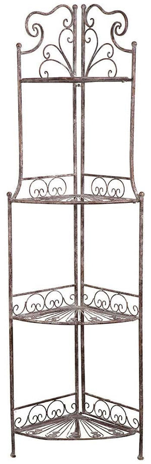 Biscottini Etagere ad angolo, multifunzione, richiudibile in ferro battuto finitura ruggine anticata L46xPR32xH155 cm