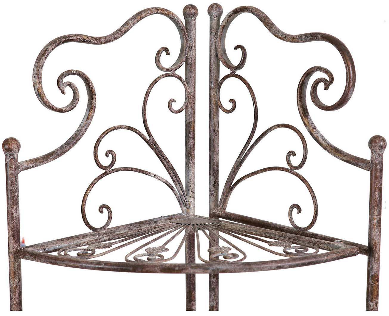 Biscottini Etagere ad angolo, multifunzione, richiudibile in ferro battuto finitura ruggine anticata L46xPR32xH155 cm