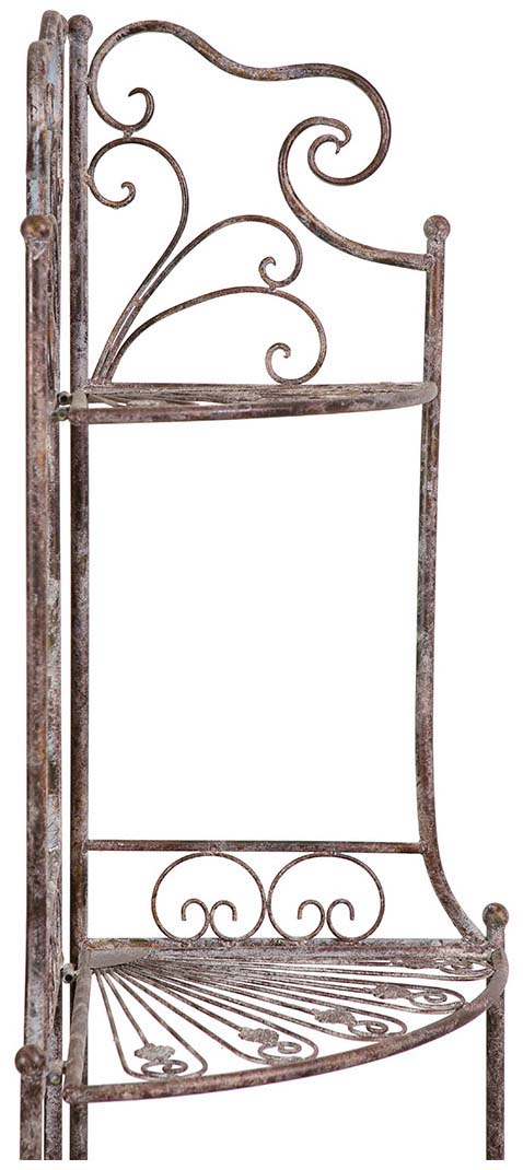 Biscottini Etagere ad angolo, multifunzione, richiudibile in ferro battuto finitura ruggine anticata L46xPR32xH155 cm