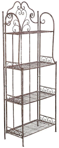 Biscottini Etagere multifunzione richiudibile in ferro battuto finitura ruggine anticata L63xPR33xH165 cm