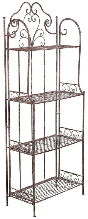 Biscottini Etagere multifunzione richiudibile in ferro battuto finitura ruggine anticata L63xPR33xH165 cm