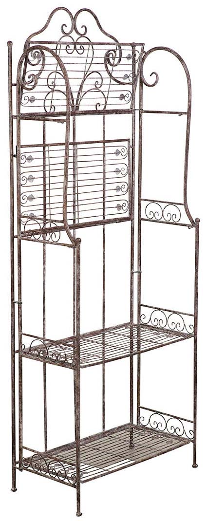 Biscottini Etagere multifunzione richiudibile in ferro battuto finitura ruggine anticata L63xPR33xH165 cm