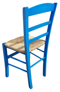 Sedia paesana paglia anilina azzurro