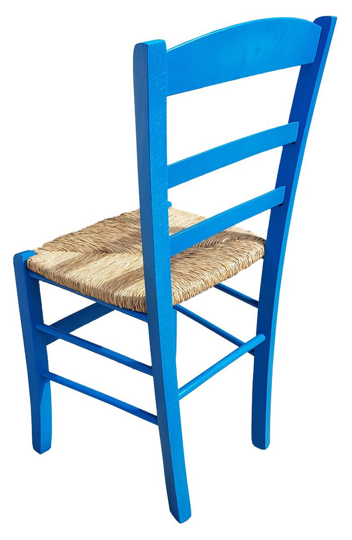 Sedia paesana paglia anilina azzurro