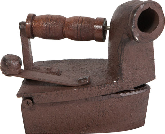 Biscottini Ferro da stiro in ghisa finitura ruggine anticata con manico di legno legno.