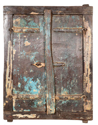 Biscottini Finestra finestrina grata in legno massello e in ferro antica e vecchia medievale con telaio da interno o da esterno