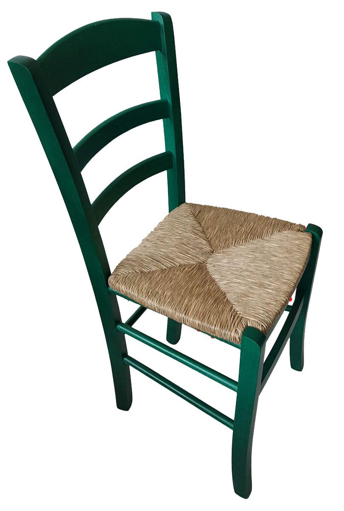Sedia paesana paglia anilina verde