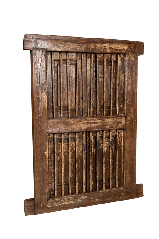 Biscottini Finestra finestrina grata in legno massello e in ferro antica e vecchia medievale con telaio da interno o da esterno