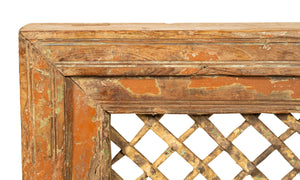 Biscottini Finestra finestrina grata in legno massello e in ferro antica e vecchia medievale con telaio da interno o da esterno