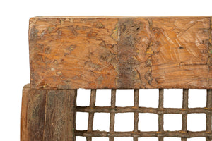 Biscottini Finestra finestrina grata in legno massello e in ferro antica e vecchia medievale con telaio da interno o da esterno