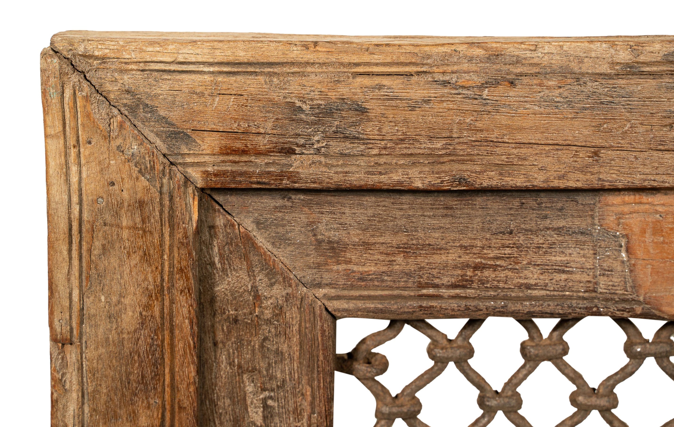 Biscottini Finestra finestrina grata in legno massello e in ferro antica e vecchia medievale con telaio da interno o da esterno