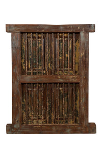 Biscottini Finestra finestrina grata in legno massello e in ferro antica e vecchia medievale con telaio da interno o da esterno