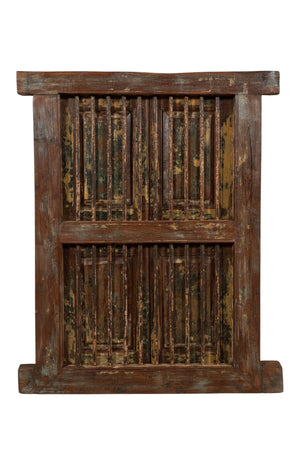 Biscottini Finestra finestrina grata in legno massello e in ferro antica e vecchia medievale con telaio da interno o da esterno