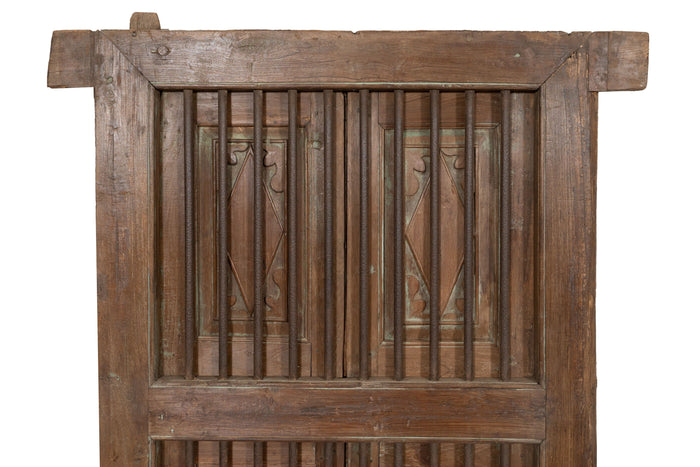 Biscottini Finestra finestrina grata porta in legno massello e in ferro antica e vecchia con telaio da interno o da esterno