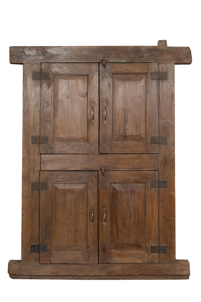 Biscottini Finestra finestrina grata porta in legno massello e in ferro antica e vecchia con telaio da interno o da esterno