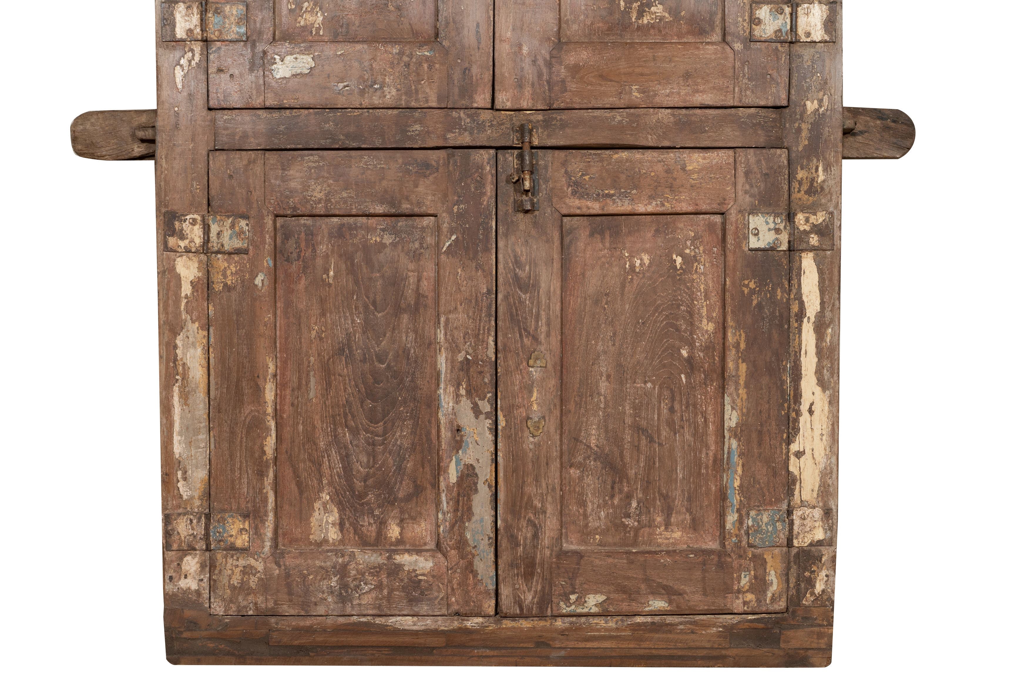 Biscottini Finestra finestrina grata porta in legno massello e in ferro antica e vecchia con telaio da interno o da esterno