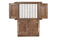 Biscottini Finestra finestrina grata porta in legno massello e in ferro antica e vecchia con telaio da interno o da esterno