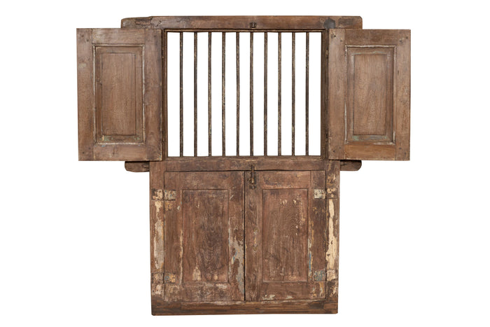 Biscottini Finestra finestrina grata porta in legno massello e in ferro antica e vecchia con telaio da interno o da esterno