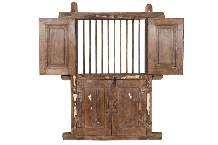 Biscottini Finestra finestrina grata porta in legno massello e in ferro antica e vecchia con telaio da interno o da esterno