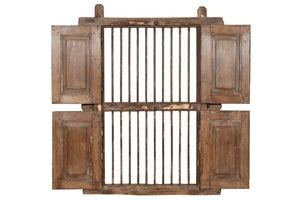 Biscottini Finestra finestrina grata porta in legno massello e in ferro antica e vecchia con telaio da interno o da esterno