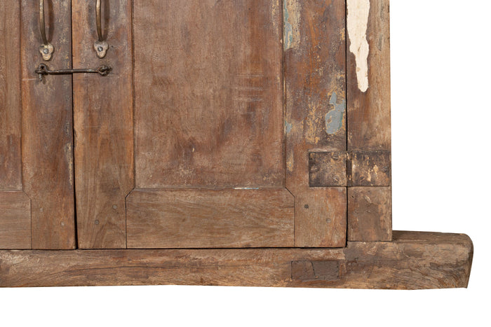 Biscottini Finestra finestrina grata porta in legno massello e in ferro antica e vecchia con telaio da interno o da esterno