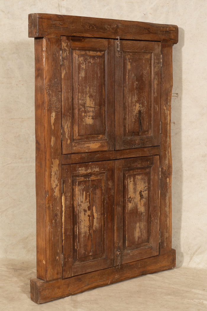 Biscottini Finestra finestrina grata porta in legno massello e in ferro antica e vecchia con telaio da interno o da esterno