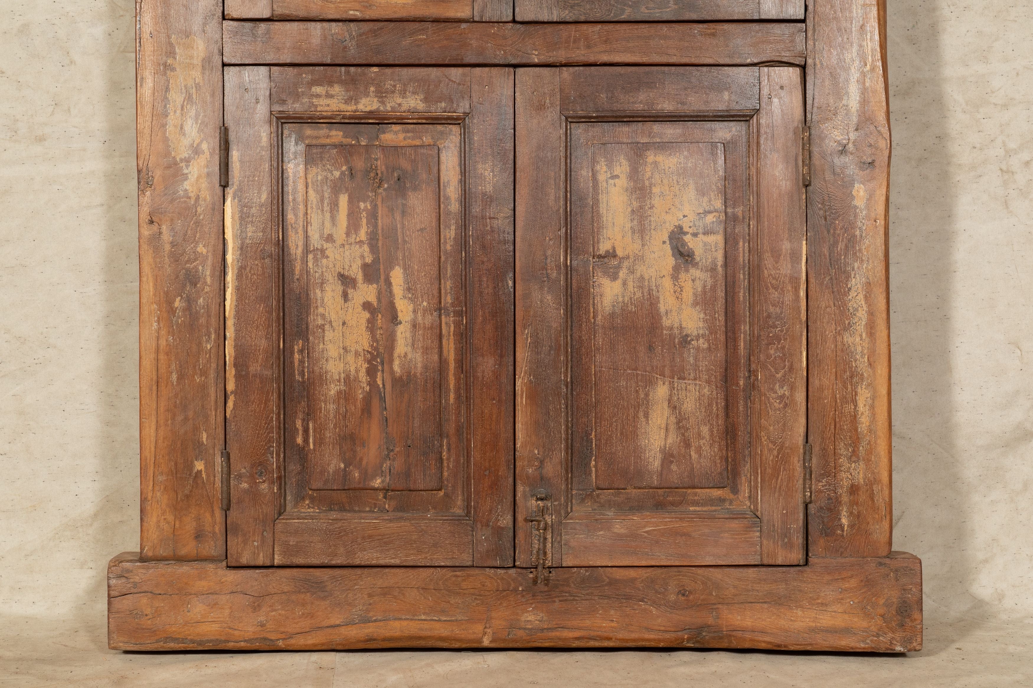 Biscottini Finestra finestrina grata porta in legno massello e in ferro antica e vecchia con telaio da interno o da esterno