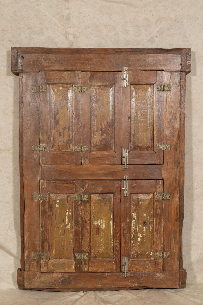 Biscottini Finestra finestrina grata porta in legno massello e in ferro antica e vecchia con telaio da interno o da esterno