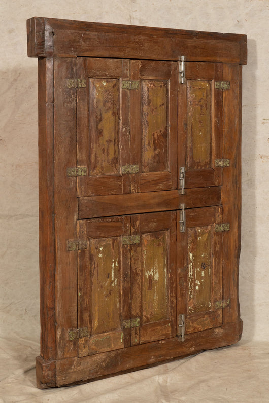 Biscottini Finestra finestrina grata porta in legno massello e in ferro antica e vecchia con telaio da interno o da esterno