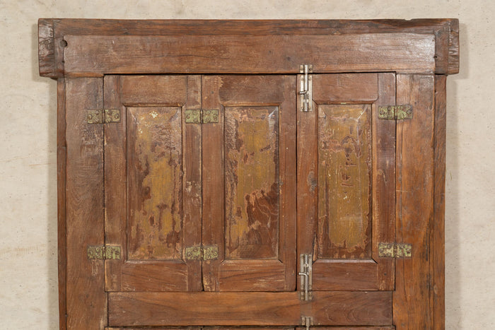 Biscottini Finestra finestrina grata porta in legno massello e in ferro antica e vecchia con telaio da interno o da esterno