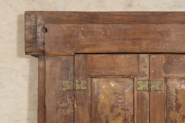 Biscottini Finestra finestrina grata porta in legno massello e in ferro antica e vecchia con telaio da interno o da esterno