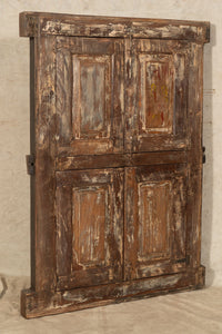 Biscottini Finestra finestrina grata porta in legno massello e in ferro antica e vecchia con telaio da interno o da esterno