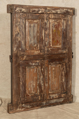 Biscottini Finestra finestrina grata porta in legno massello e in ferro antica e vecchia con telaio da interno o da esterno