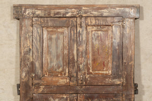 Biscottini Finestra finestrina grata porta in legno massello e in ferro antica e vecchia con telaio da interno o da esterno