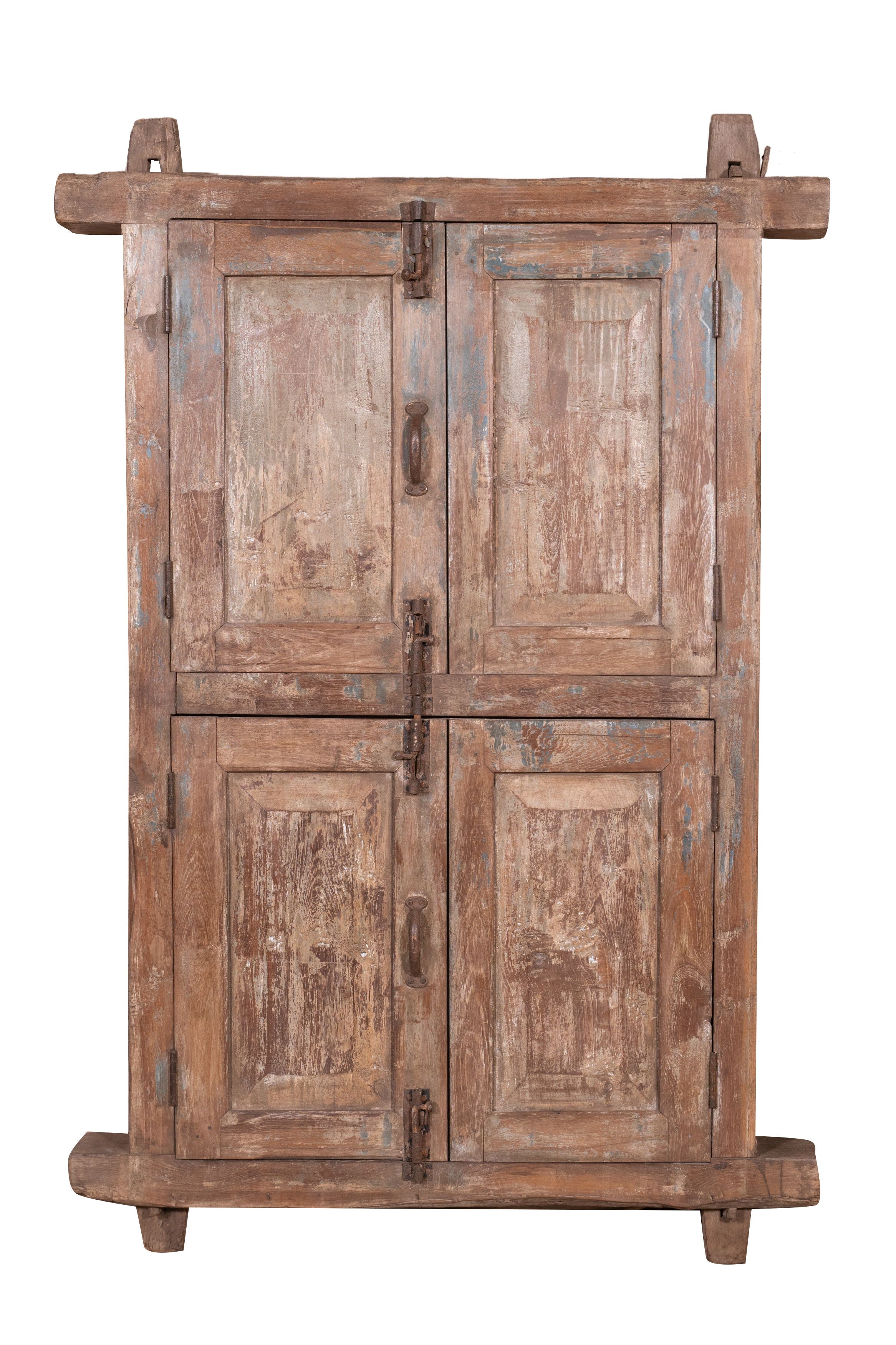 Biscottini Finestra finestrina grata porta in legno massello e in ferro antica e vecchia con telaio da interno o da esterno