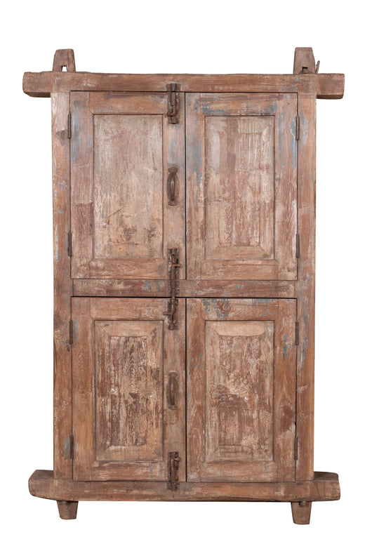 Biscottini Finestra finestrina grata porta in legno massello e in ferro antica e vecchia con telaio da interno o da esterno