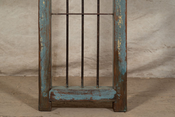 Biscottini Finestra finestrina grata porta in legno massello e in ferro antica e vecchia con telaio da interno o da esterno