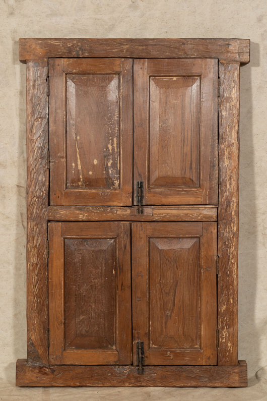 Biscottini Finestra finestrina grata porta in legno massello e in ferro antica e vecchia con telaio da interno o da esterno