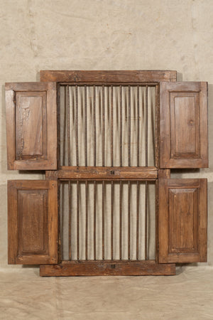 Biscottini Finestra finestrina grata porta in legno massello e in ferro antica e vecchia con telaio da interno o da esterno