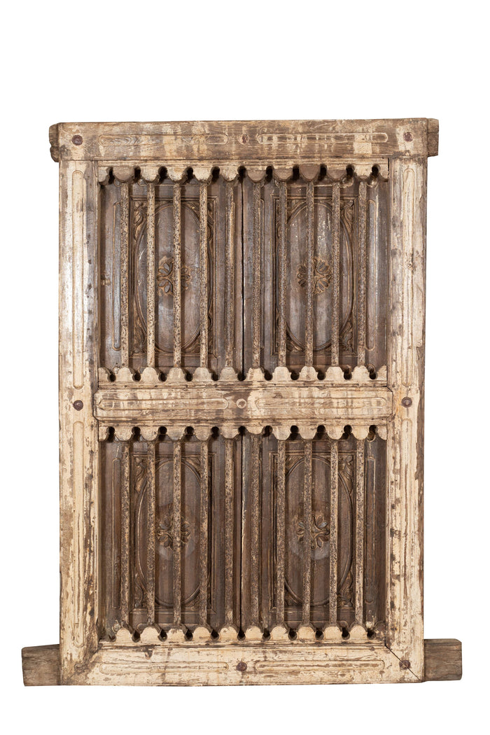 Biscottini Finestra finestrina grata porta in legno massello e in ferro antica e vecchia con telaio da interno o da esterno