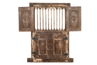 Biscottini Finestra finestrina grata porta in legno massello e in ferro antica e vecchia con telaio da interno o da esterno