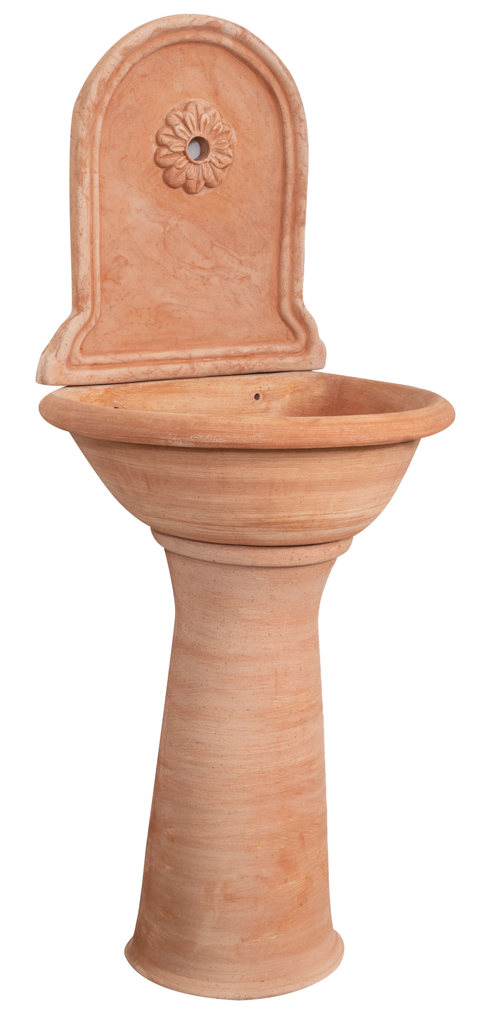 Biscottini Fontana a muro invecchiata in terracotta toscana a base piccola 100% Made in Italy interamente Lavorata a Mano