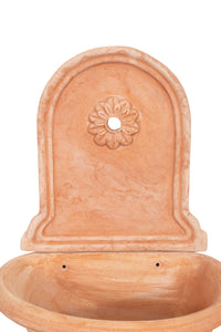 Biscottini Fontana a muro invecchiata in terracotta toscana a base piccola 100% Made in Italy interamente Lavorata a Mano