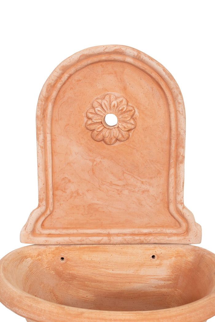 Biscottini Fontana a muro invecchiata in terracotta toscana a base piccola 100% Made in Italy interamente Lavorata a Mano