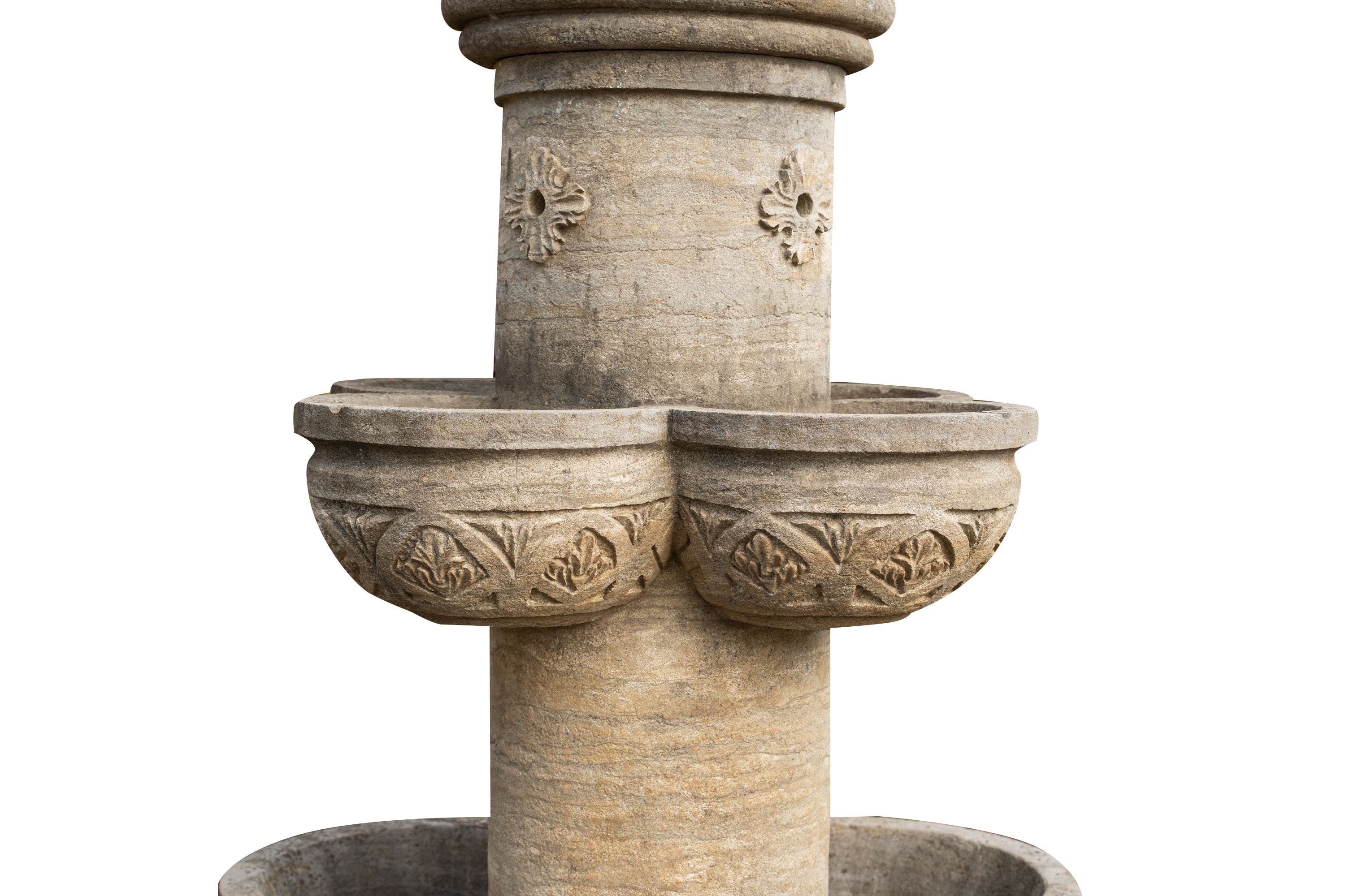 Biscottini Fontana con 8 Vasche in Pietra, L90xPR90xH160 cm Elegante otto giardino.