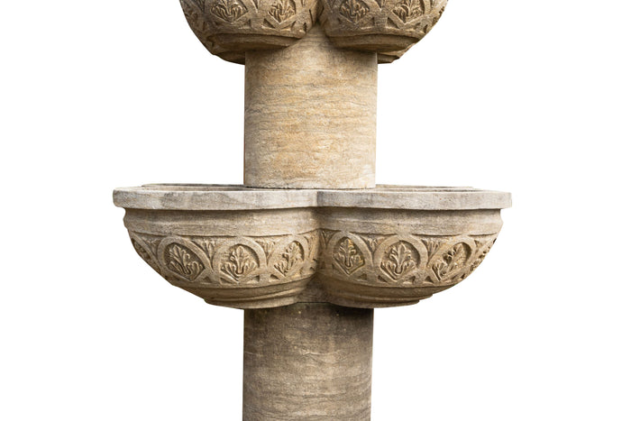 Biscottini Fontana con 8 Vasche in Pietra, L90xPR90xH160 cm Elegante otto giardino.