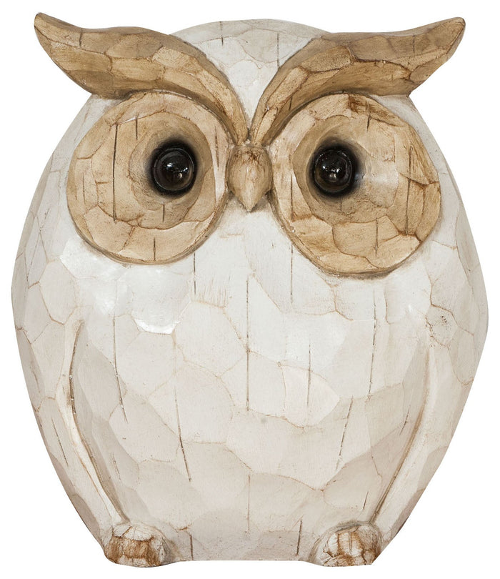 Biscottini Gufo in simil legno dipinto L53xPR21,5XH39 cm Statuetta raffigurante dimensioni