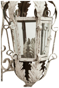 Biscottini Lampada applique a muro elettrificata in ferro battuto finitura bianca anticata L32xPR42,5xH91 cm