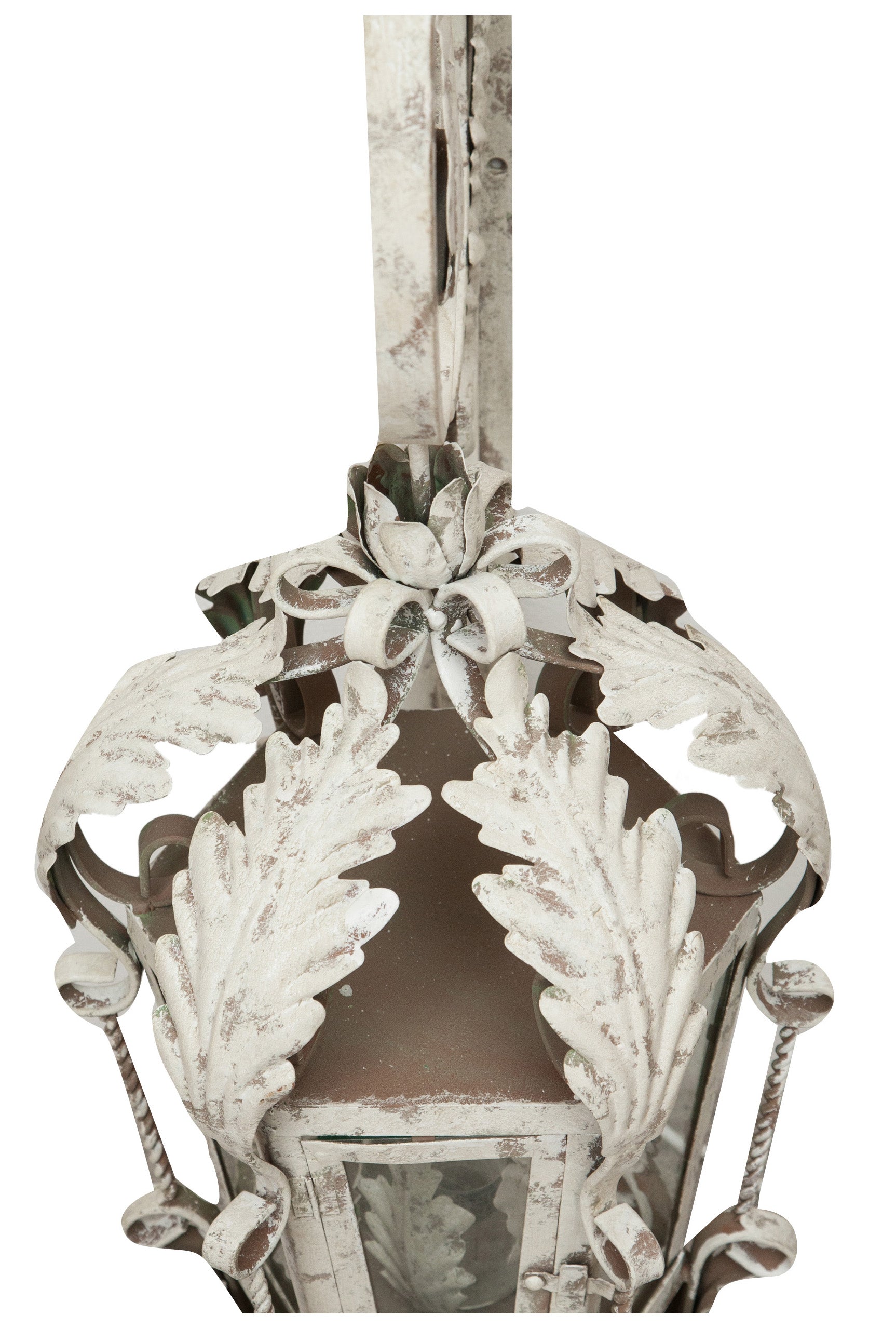 Biscottini Lampada applique a muro elettrificata in ferro battuto finitura bianca anticata L32xPR42,5xH91 cm