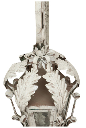 Biscottini Lampada applique a muro elettrificata in ferro battuto finitura bianca anticata L32xPR42,5xH91 cm